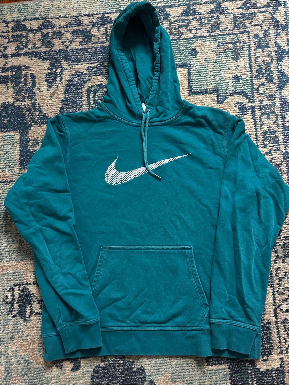 Nike Men’s size Large Teal Big Swoosh Pullover Hoodie Sweatshirt